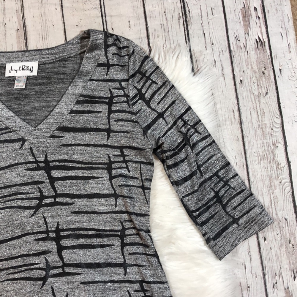 Joseph Ribkoff Shimmer Geometric Asymmetrical Top - Picture 9 of 11